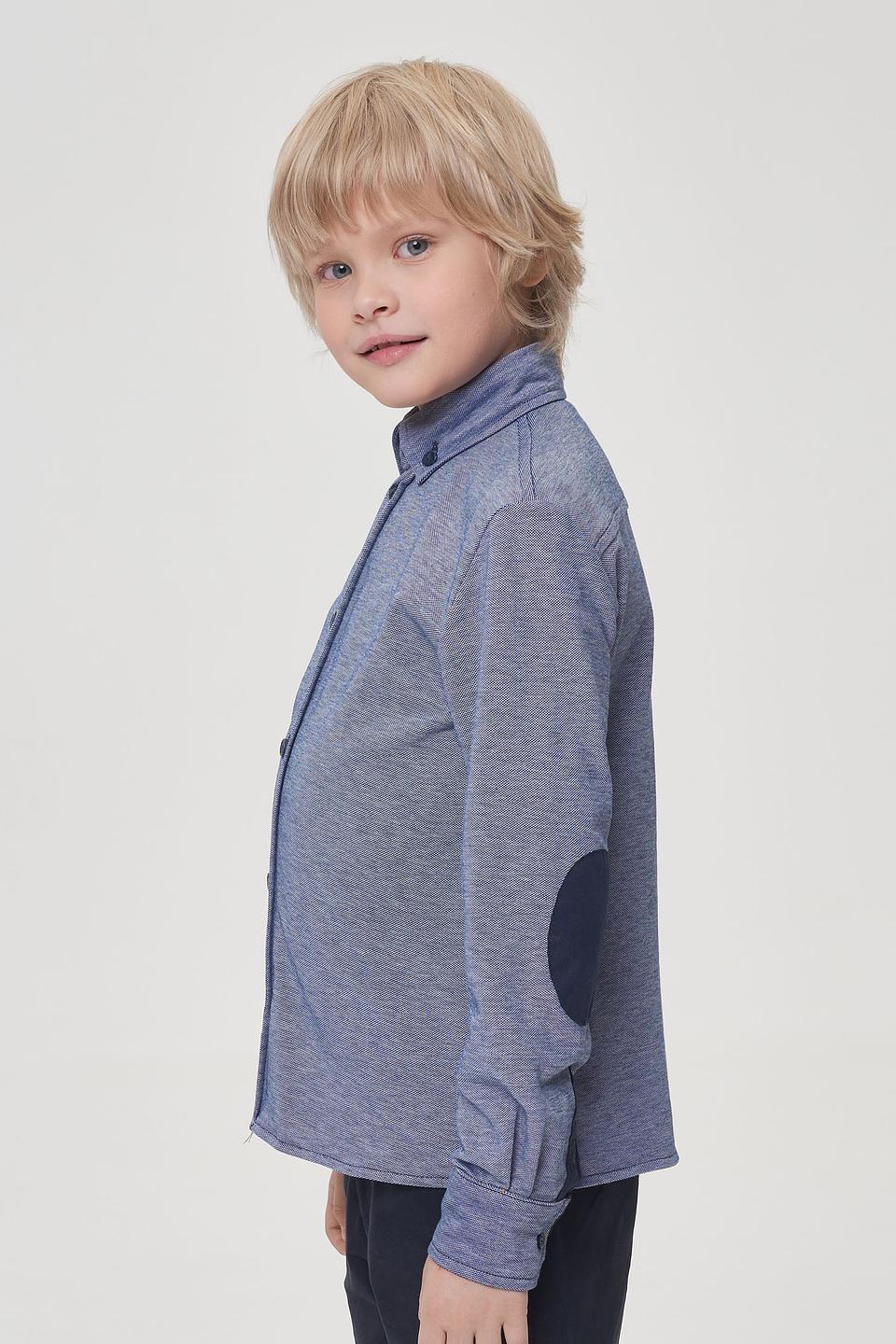 Рубашка Choupette синяя с налокотниками для мальчика