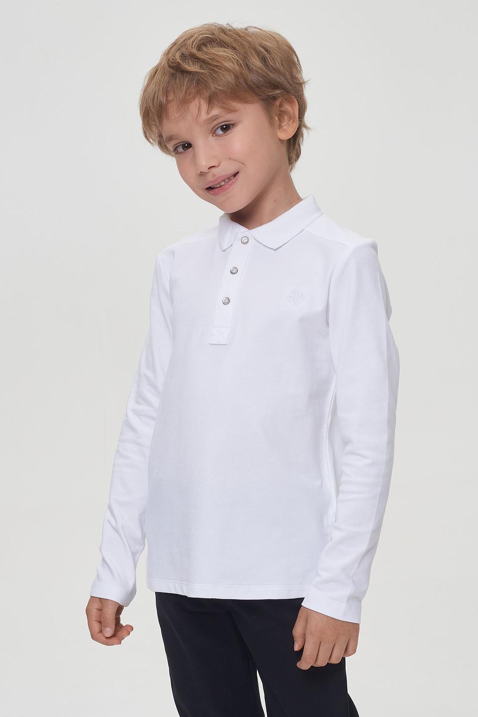 Поло Choupette белое с длинным рукавом для мальчика