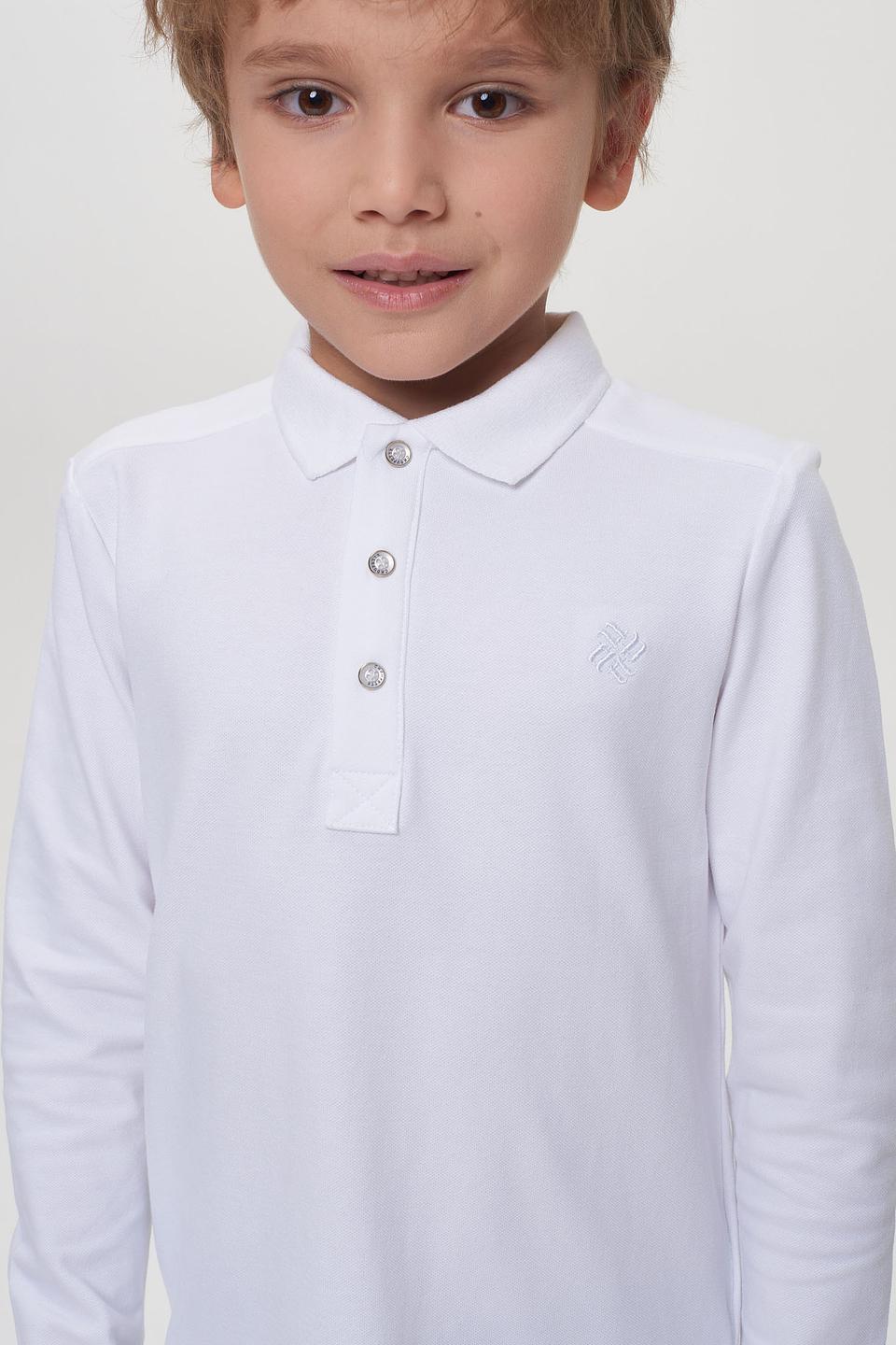 Поло Choupette белое с длинным рукавом для мальчика