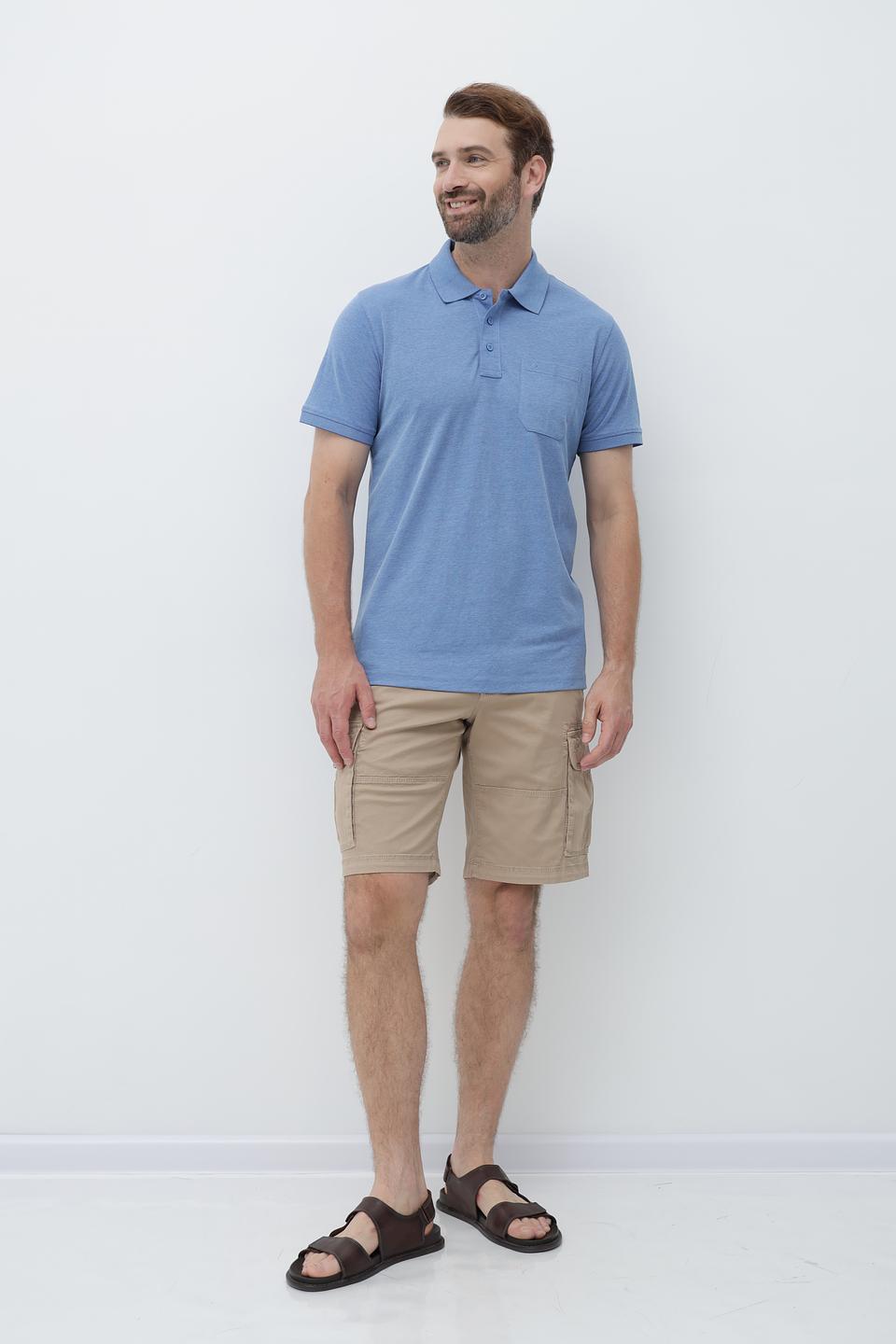 Поло Granchio голубое с карманом