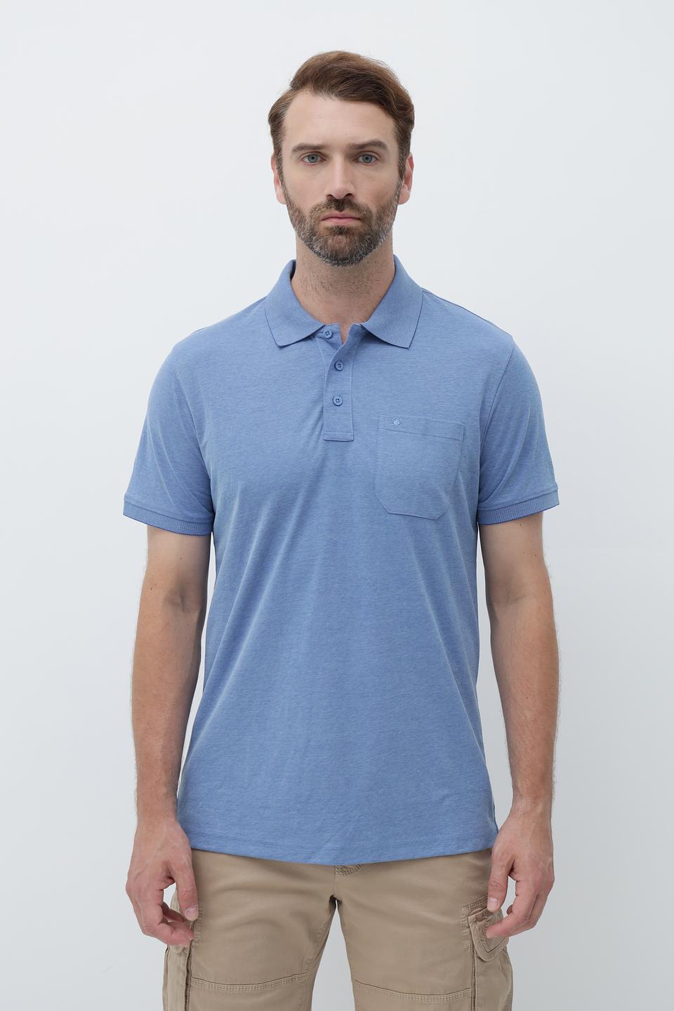 Поло Granchio голубое с карманом