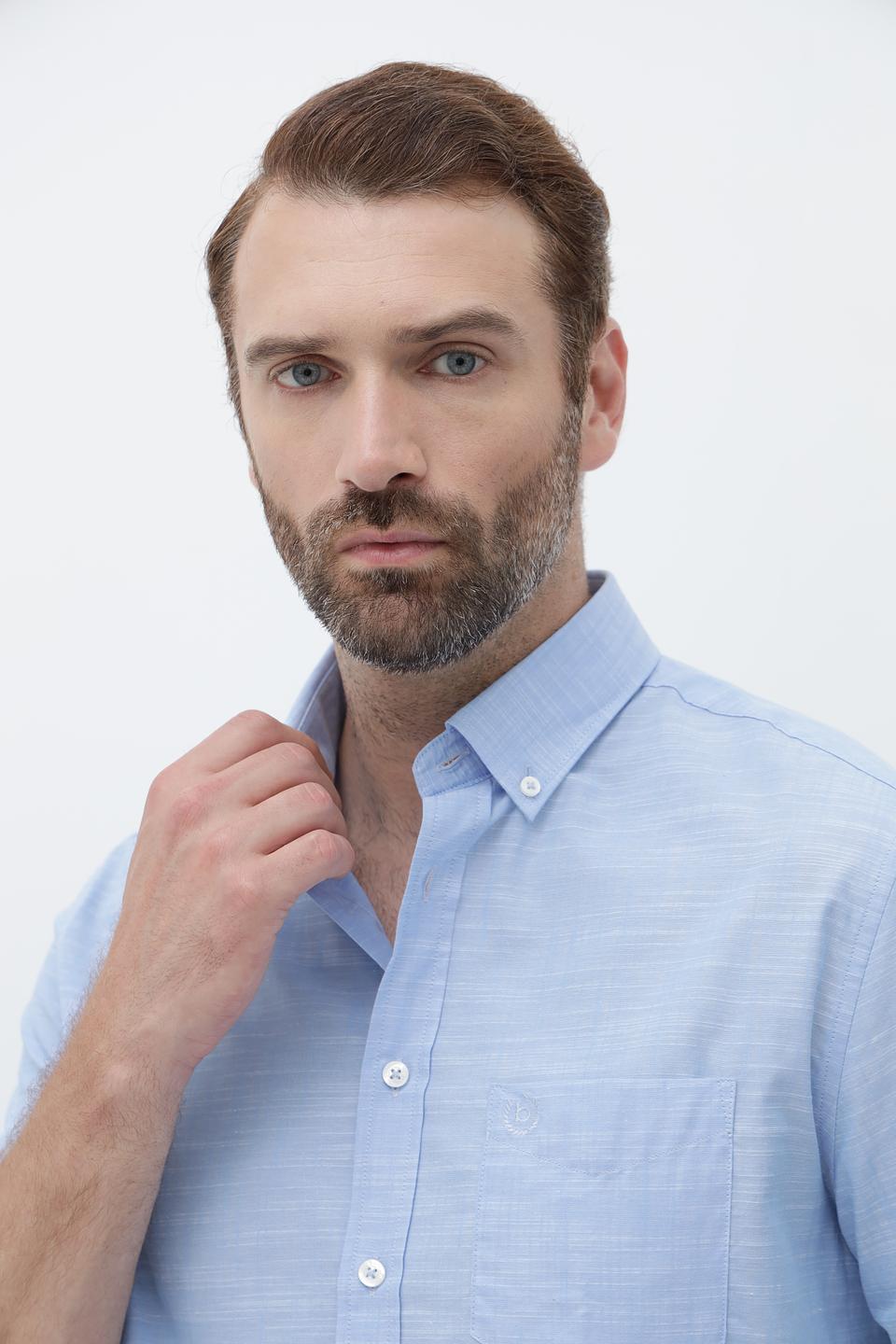 Рубашка кр Bugatti голубая