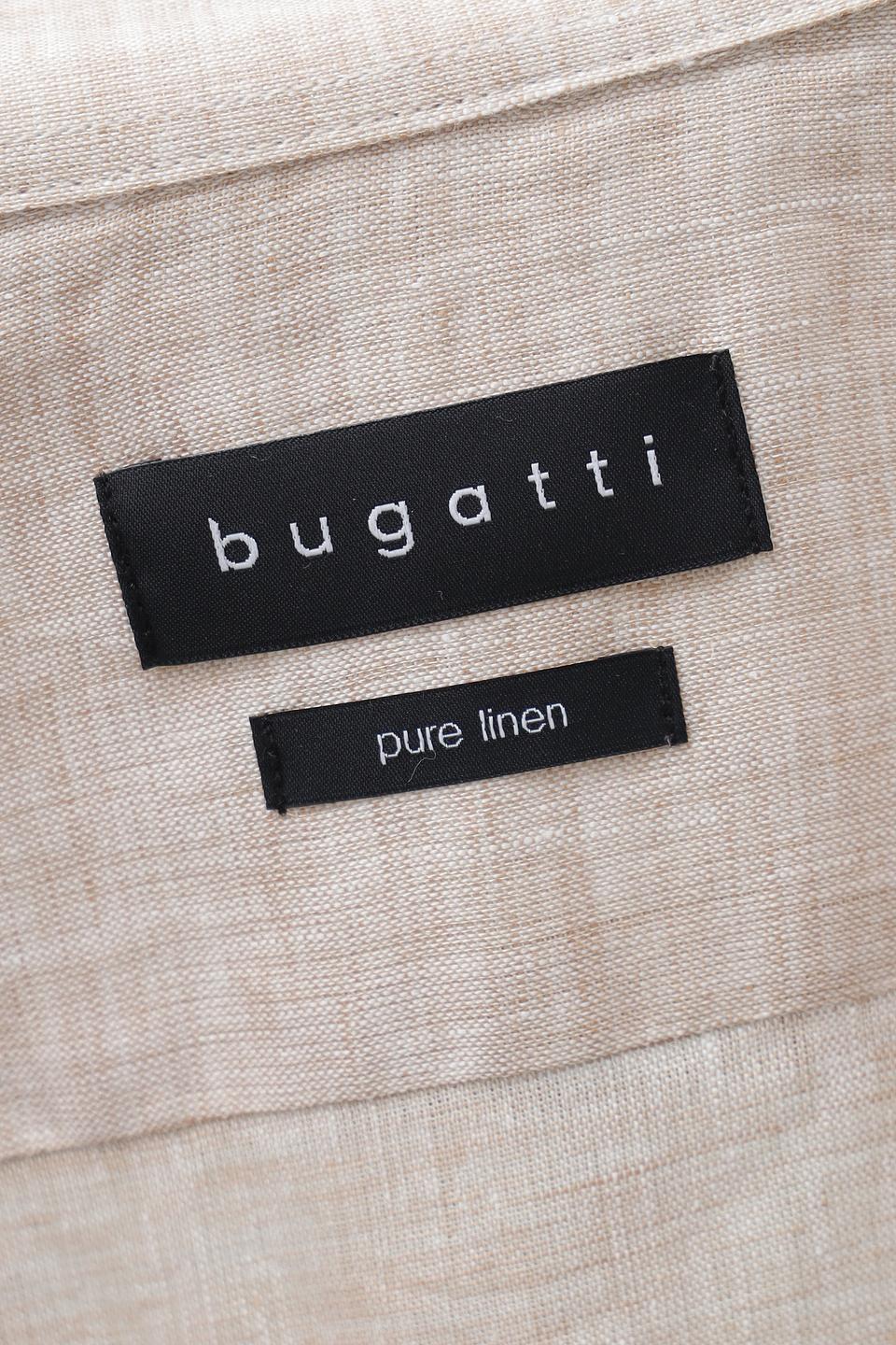 Рубашка кр Bugatti лен бежевый