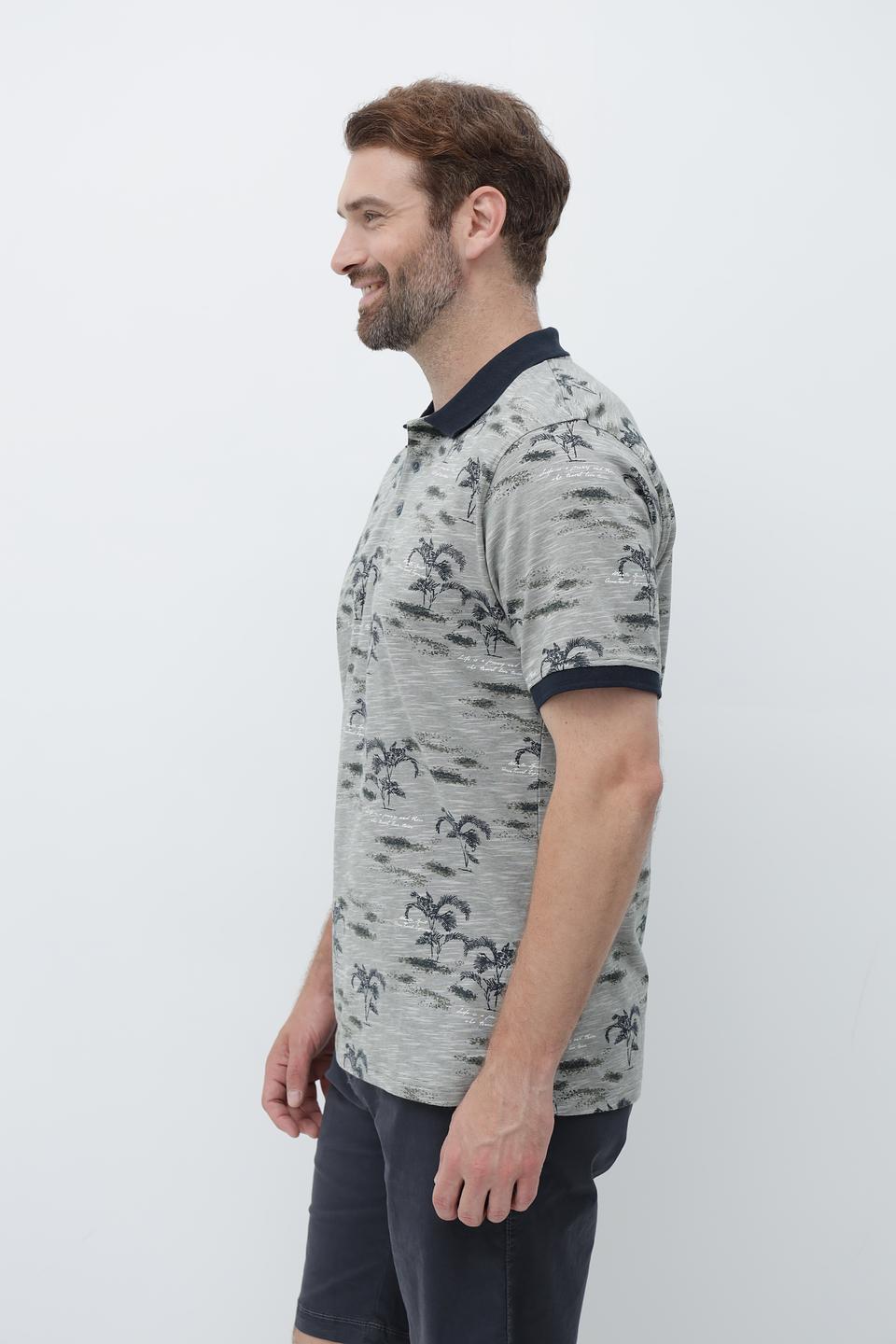 Поло Casa Moda с принтом пальм серый