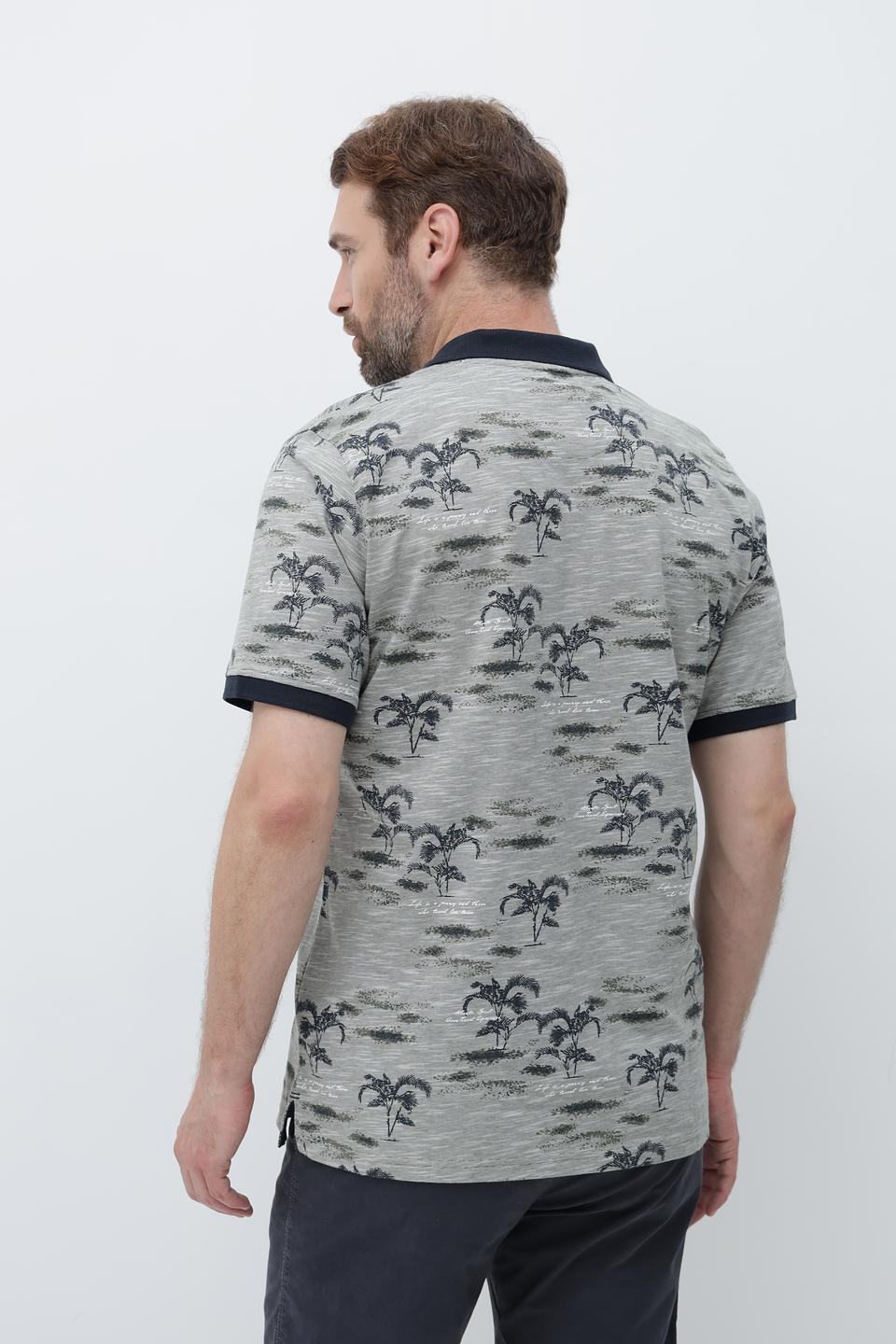 Поло Casa Moda с принтом пальм серый