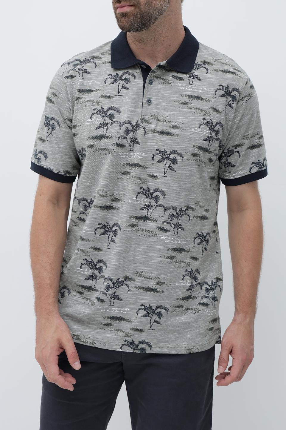Поло Casa Moda с принтом пальм серый