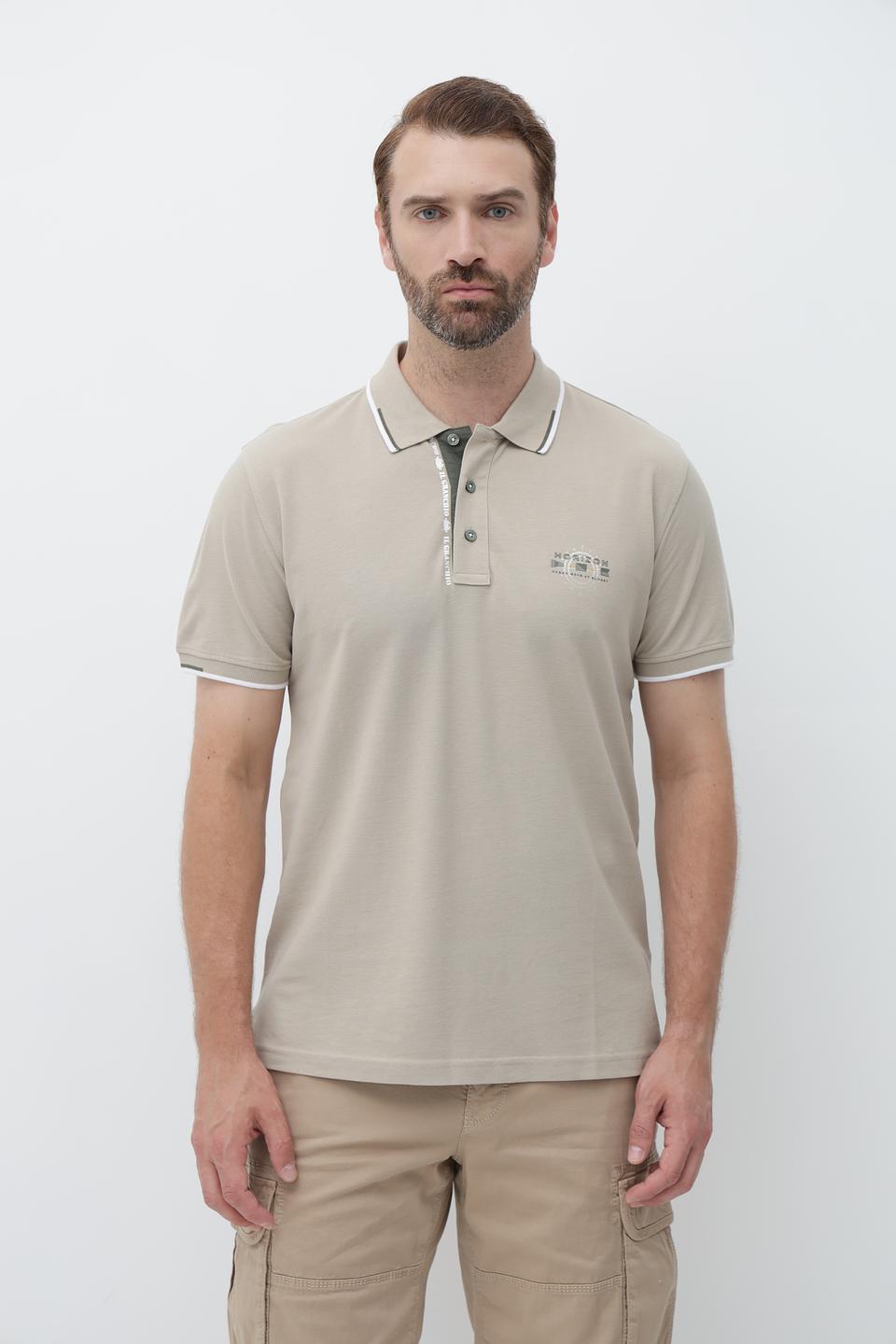 Поло Granchio бежевое с логотипом
