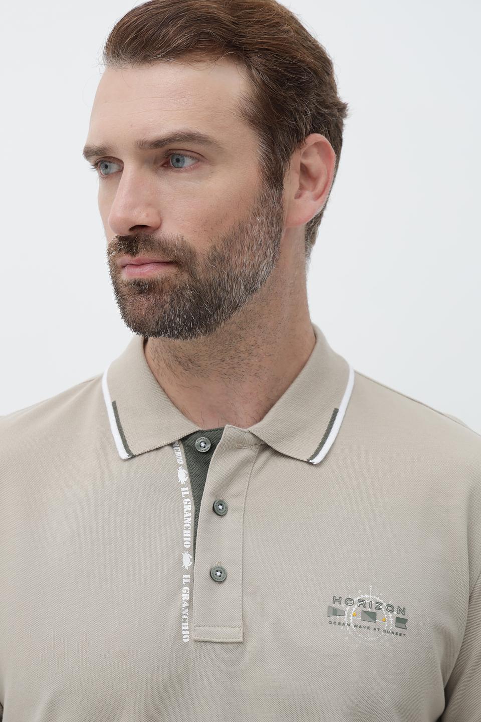 Поло Granchio бежевое с логотипом