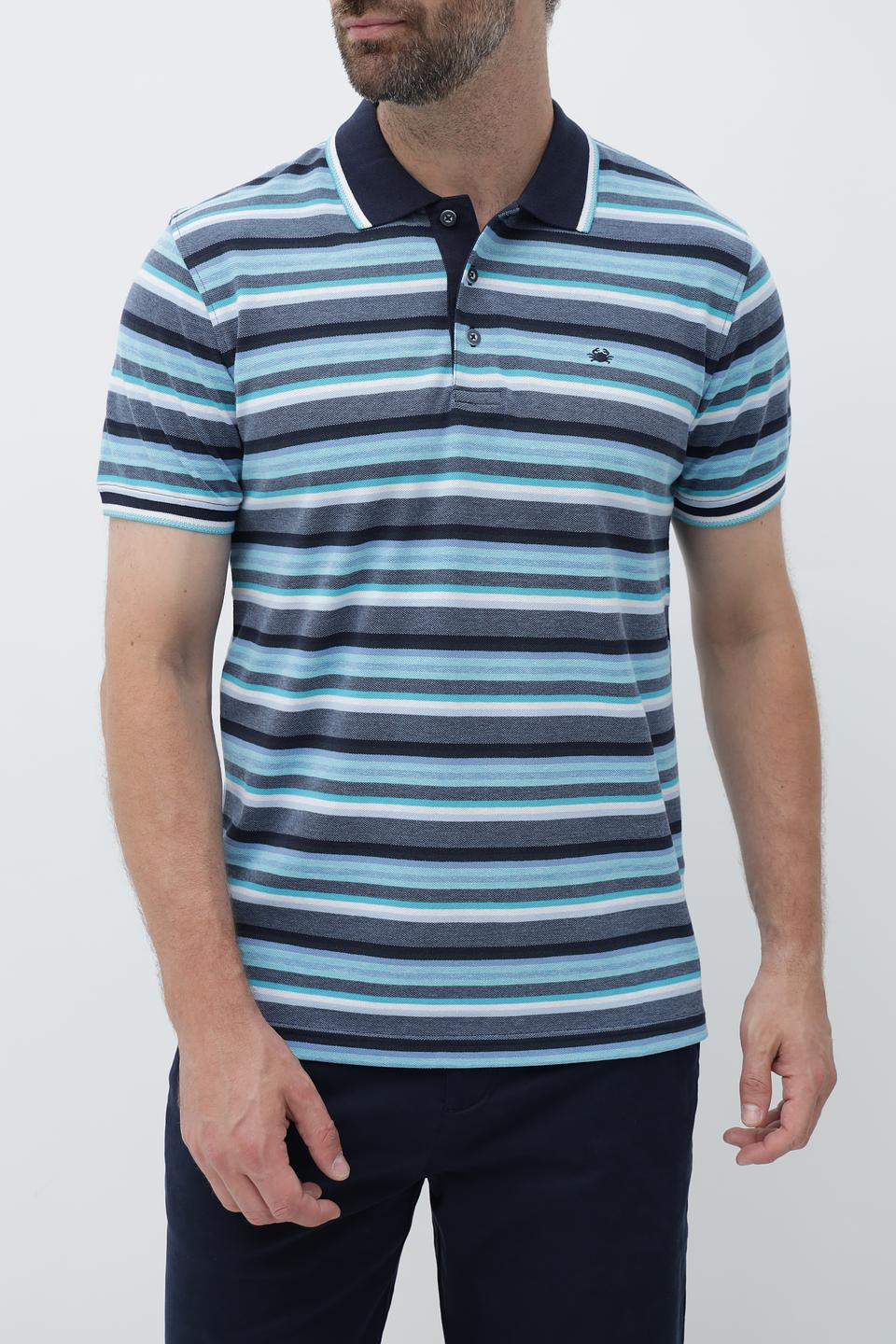 Поло Granchio в полоску синий