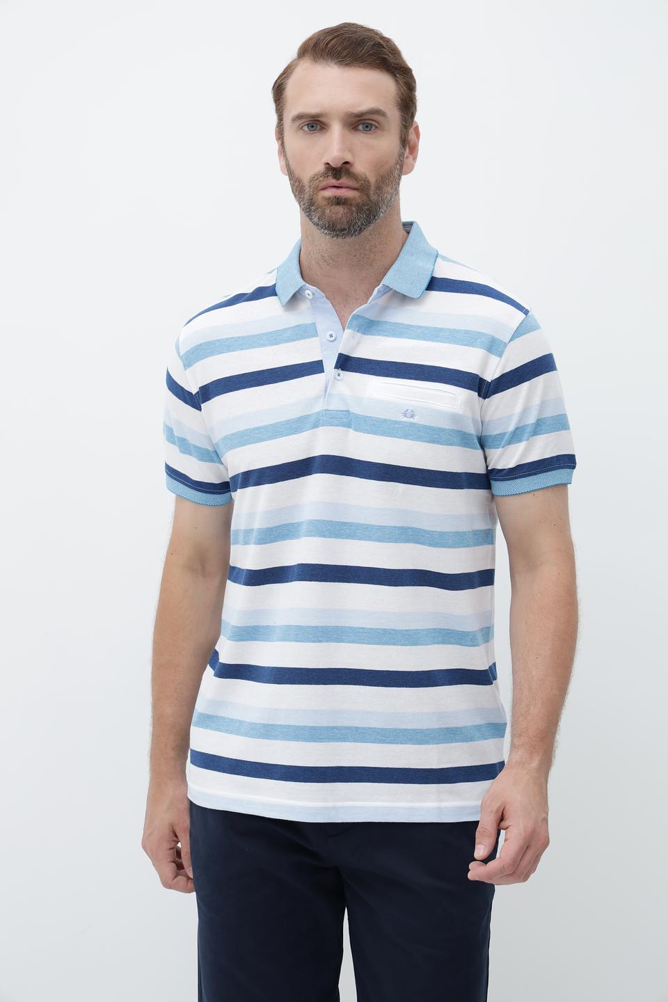 Поло Granchio в полоску голубой