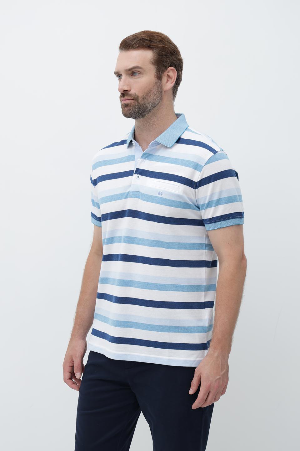 Поло Granchio в полоску голубой
