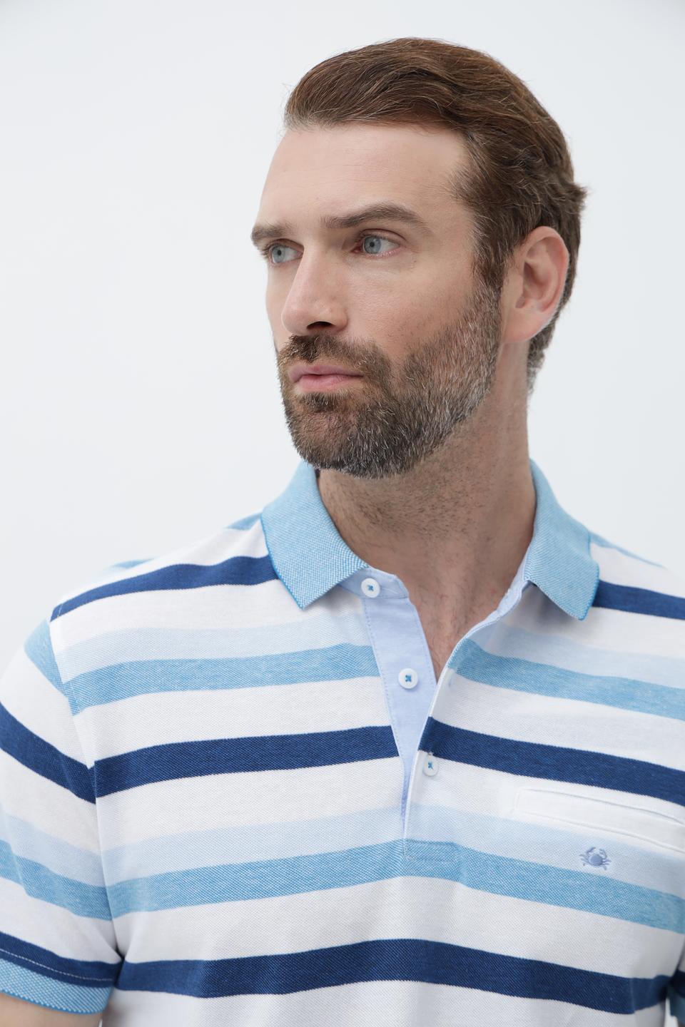 Поло Granchio в полоску голубой