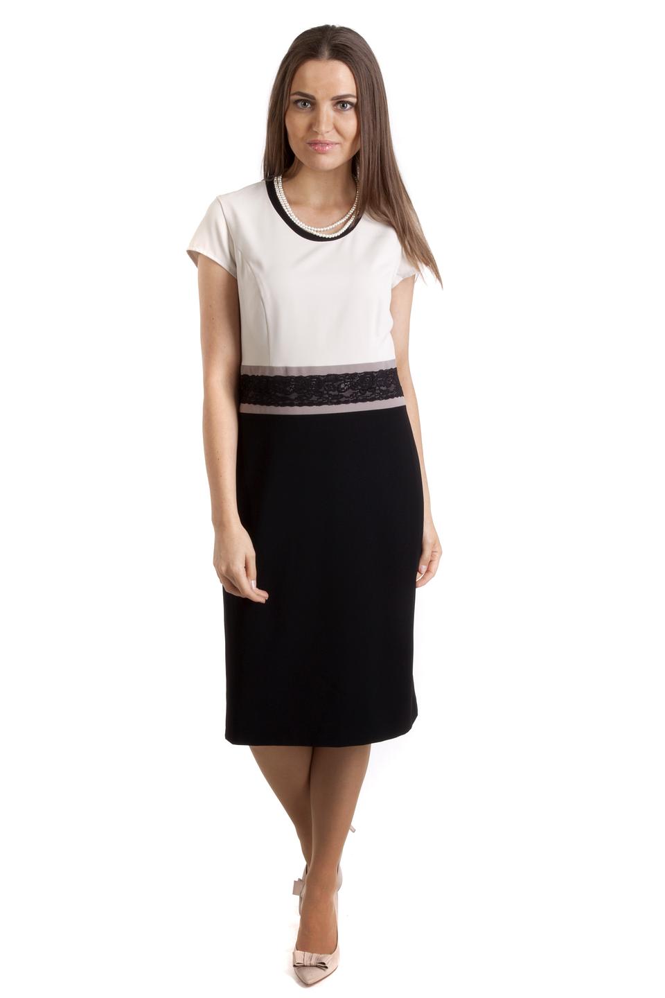 Платье Gerry Weber чёрно-белое с кружевным поясом