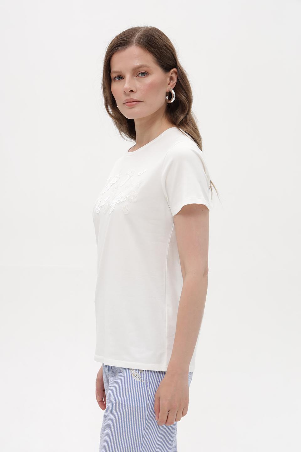 Футболка Taifun с вышивкой белая