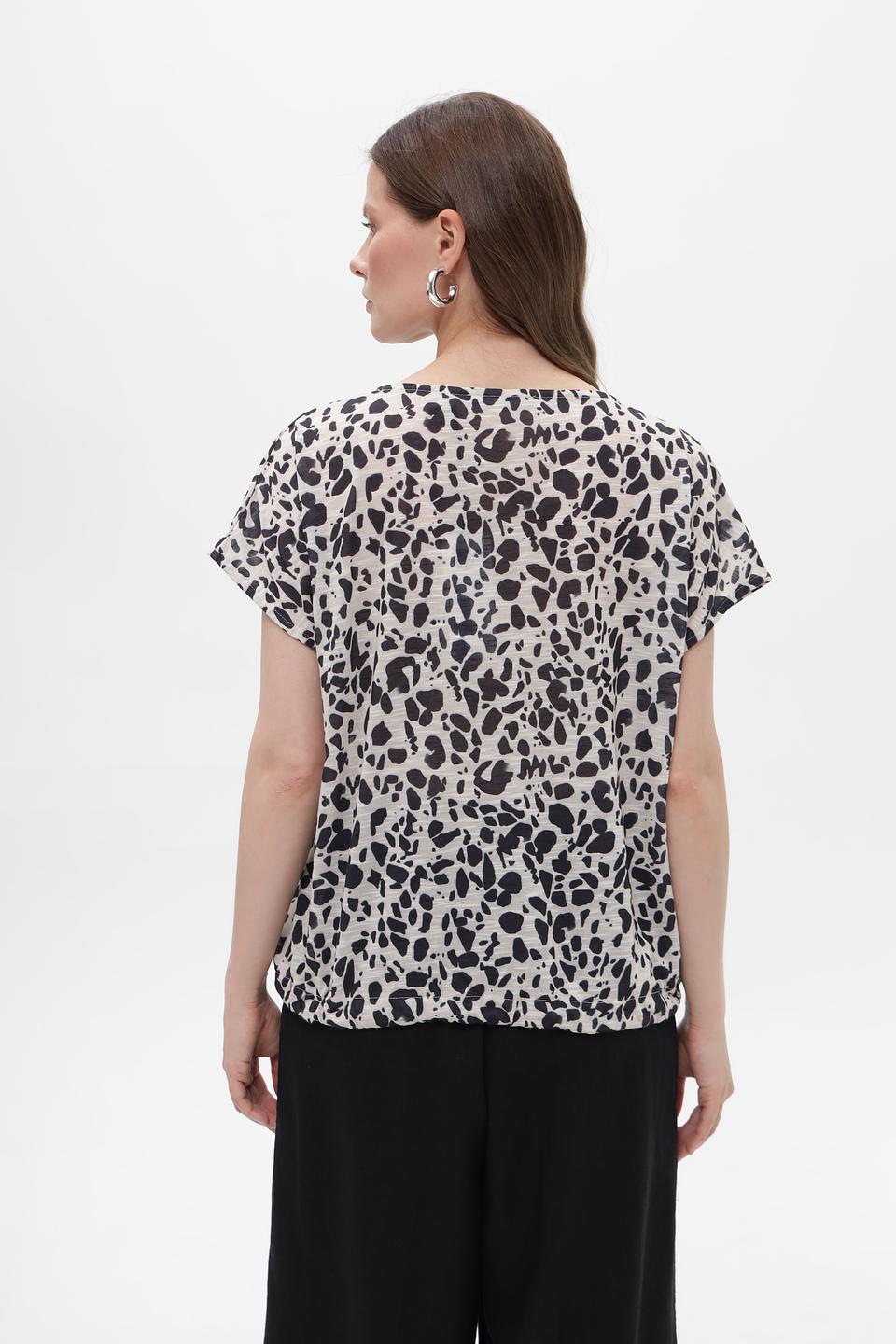 Блуза Taifun с принтом и завязкой чёрно-белая