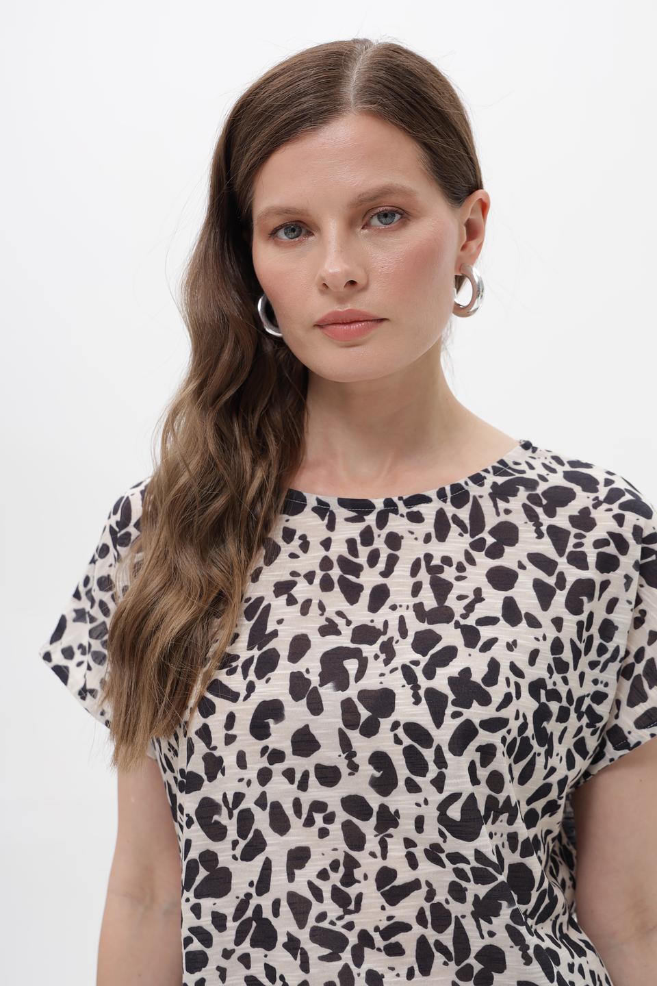 Блуза Taifun с принтом и завязкой чёрно-белая