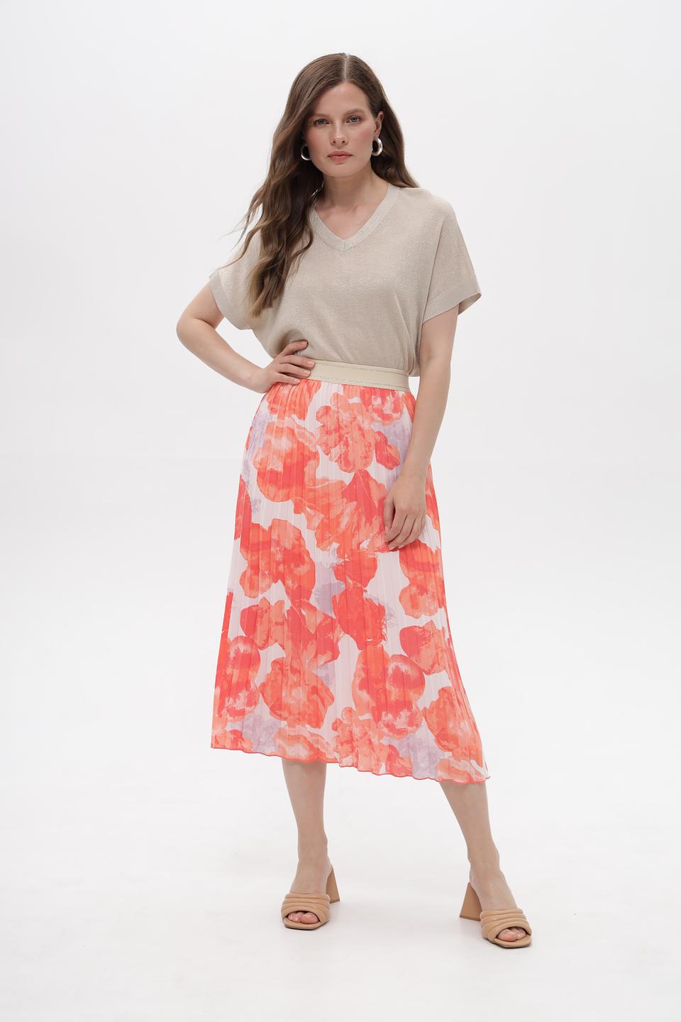 Пуловер Taifun бежевый с V-образным вырезом