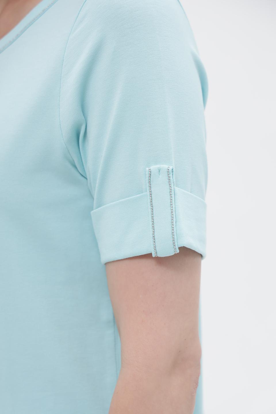 Футболка Bianca с рукавами-манжетами голубая