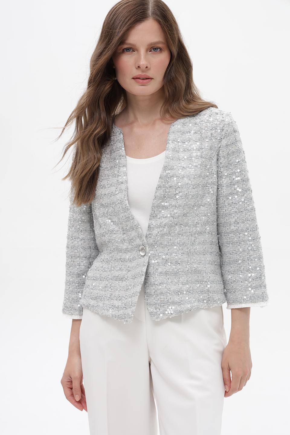 Жакет Bianca с пайетками серебристый
