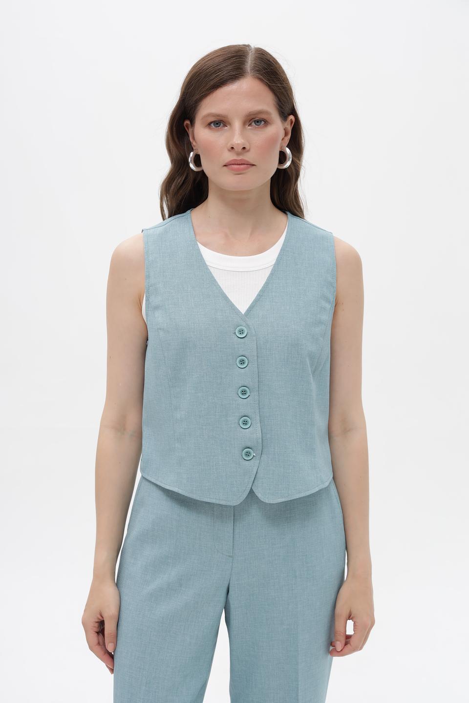 Жилет Bianca голубой с пуговицами