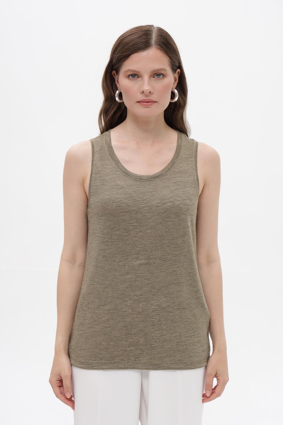Топ Bianca хаки без рукавов