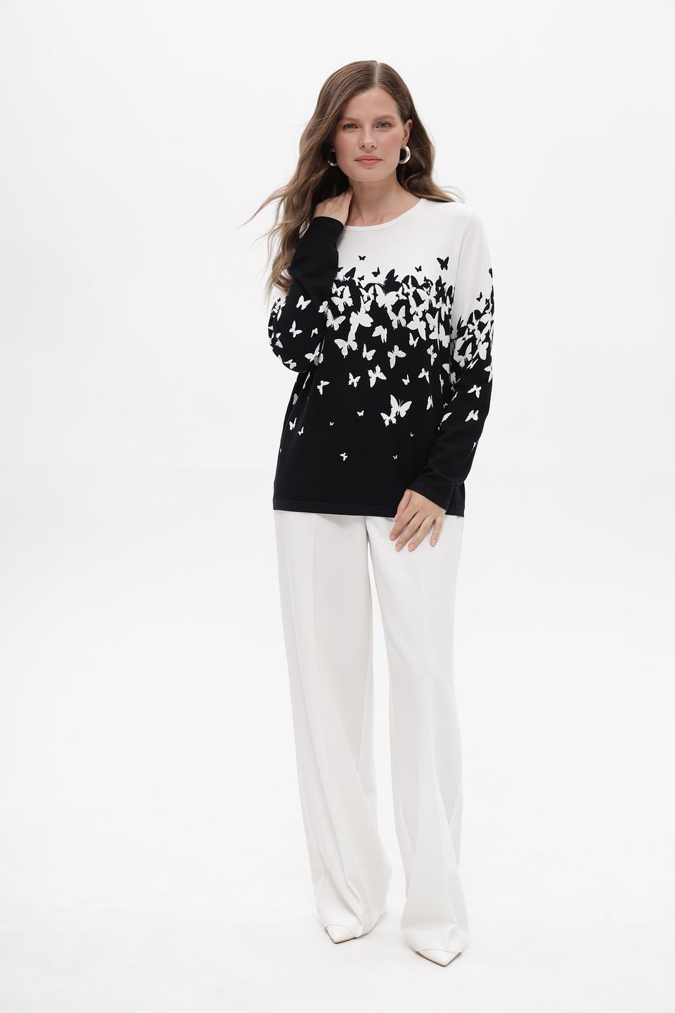 Пуловер Just Valeri с бабочками чёрный