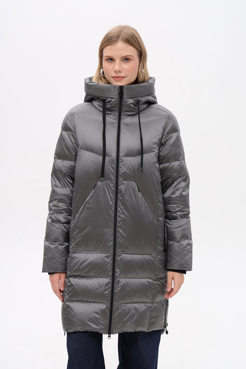 Пальто Pezzo стеганое серое