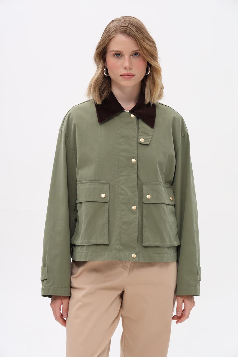 Куртка Marc O Polo хаки с вельветовым воротником