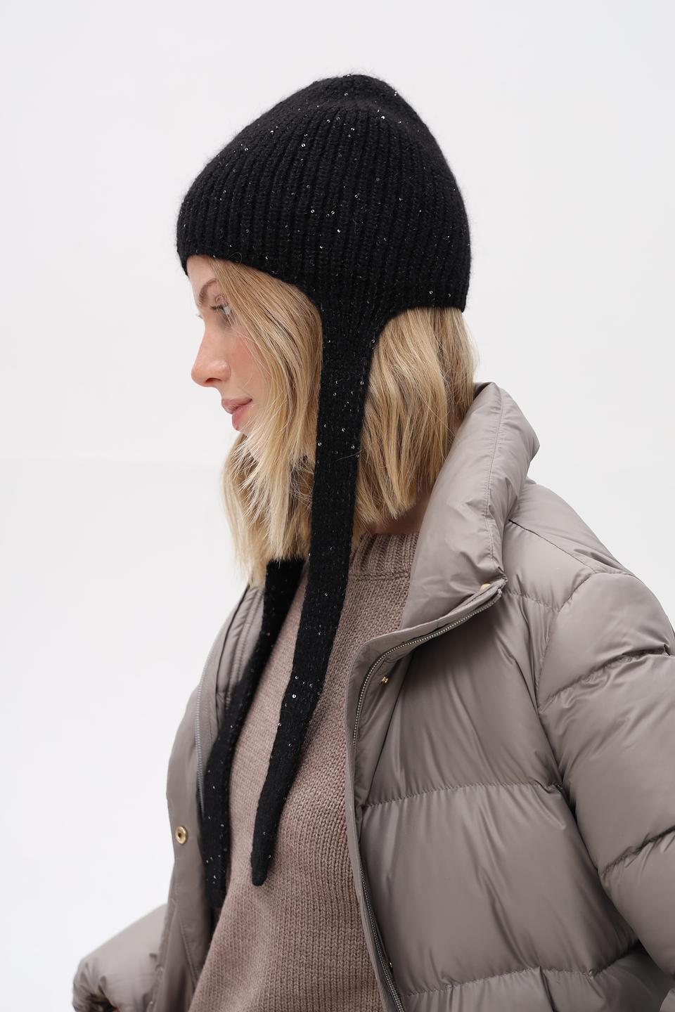 Шапка Marhatter с пайетками чёрная