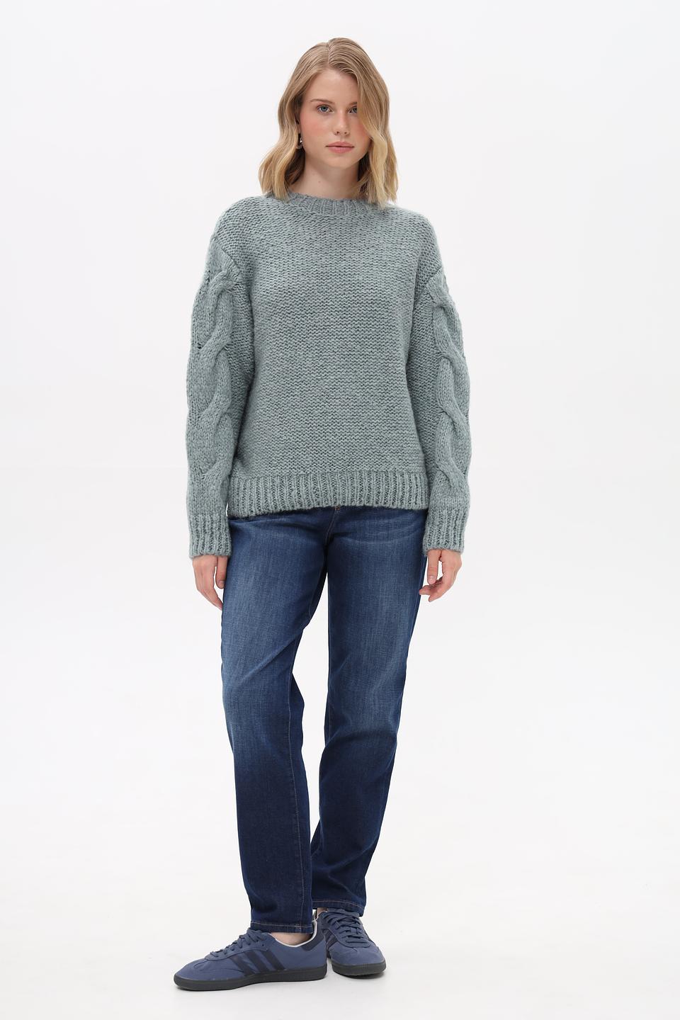 Пуловер Marhatter с косами серо-голубой