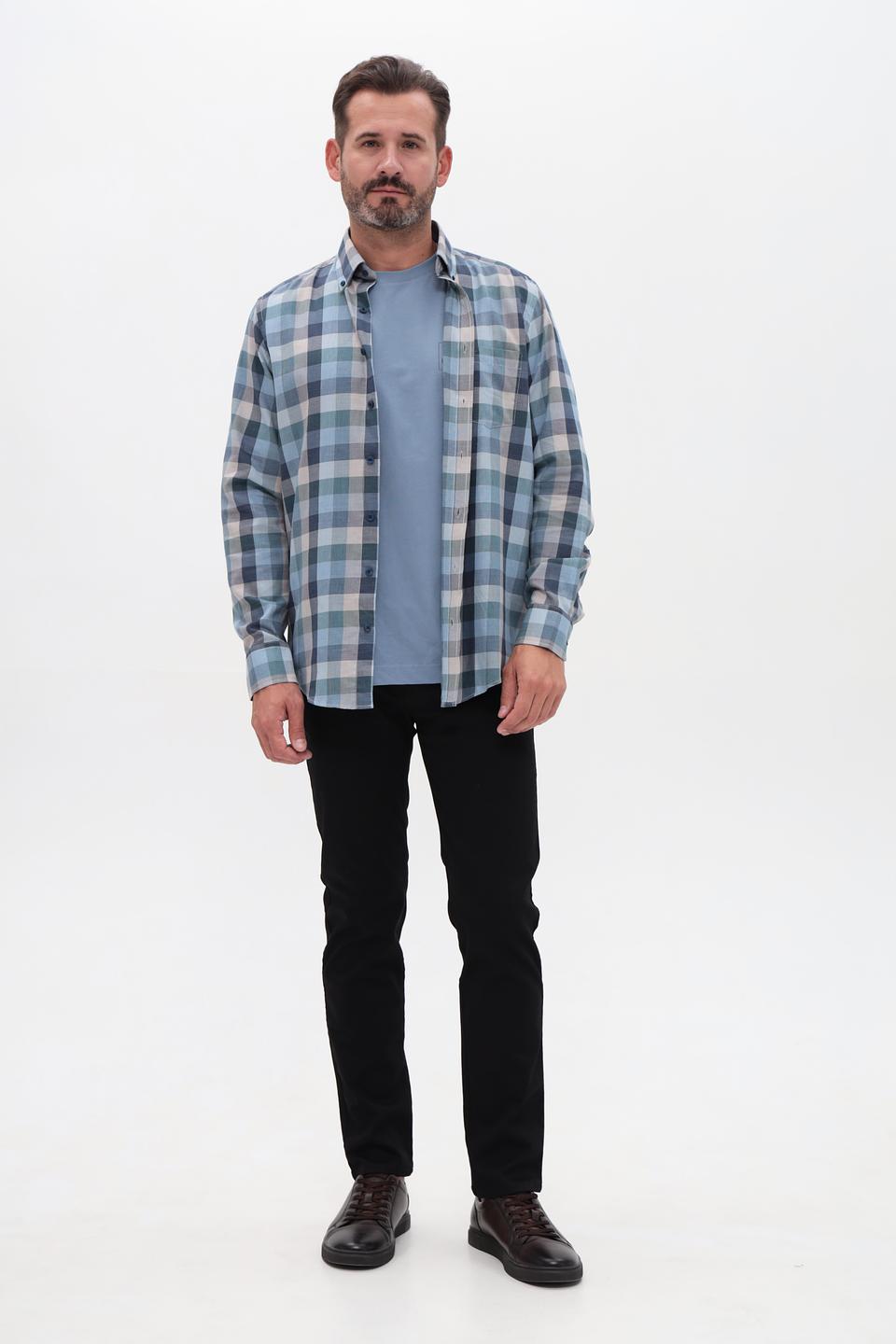 Рубашка Casa Moda в клетку голубая