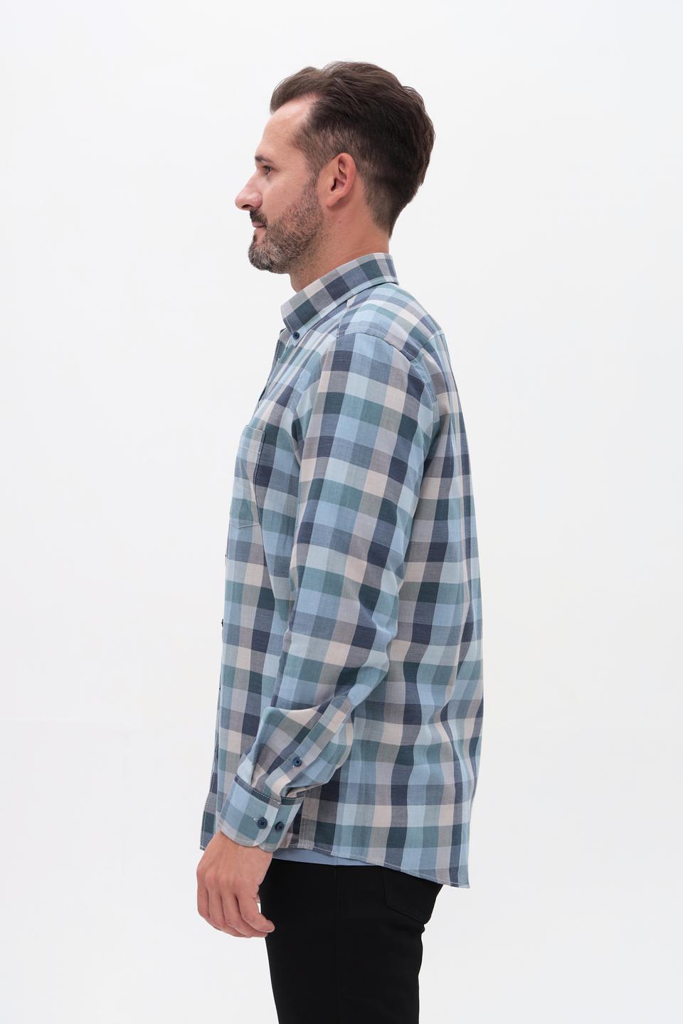 Рубашка Casa Moda в клетку голубая