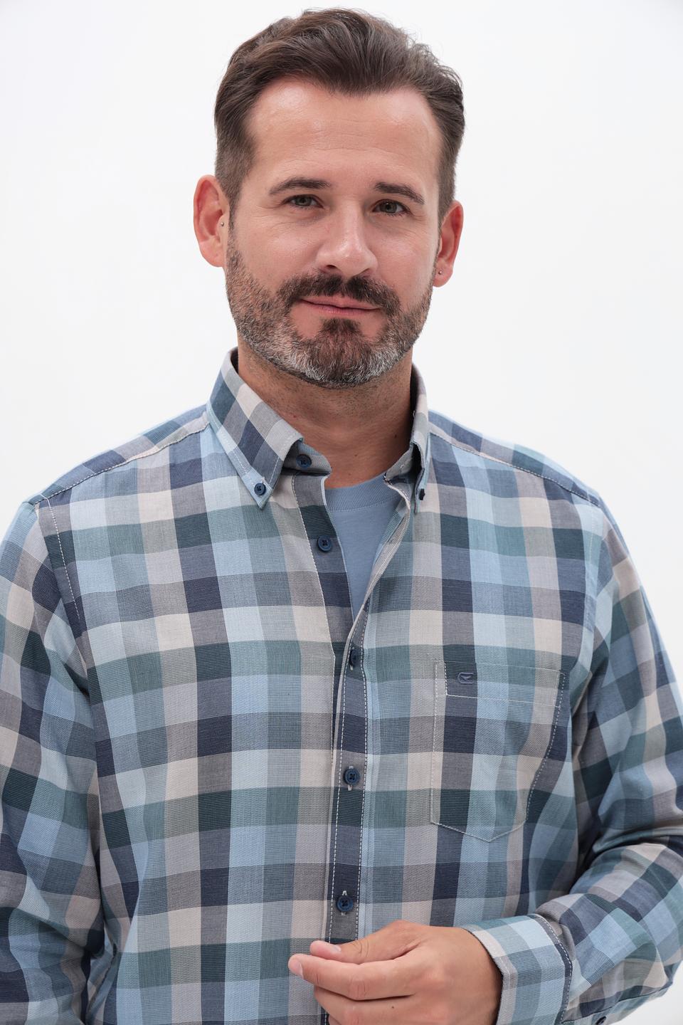 Рубашка Casa Moda в клетку голубая