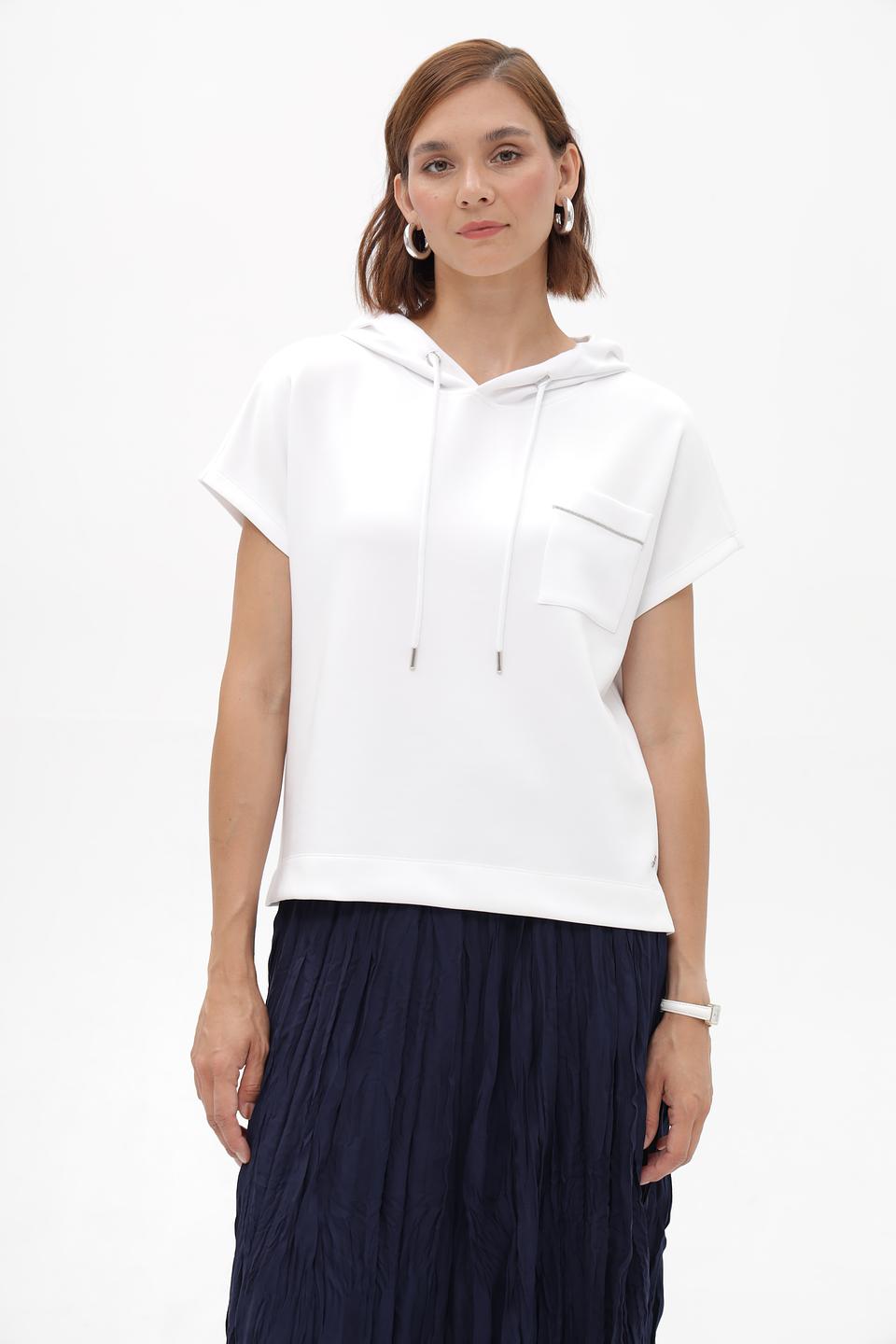 Пуловер Monari с капюшоном белый