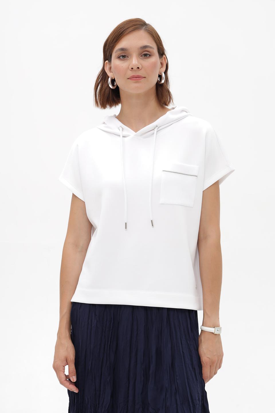 Пуловер Monari с капюшоном белый