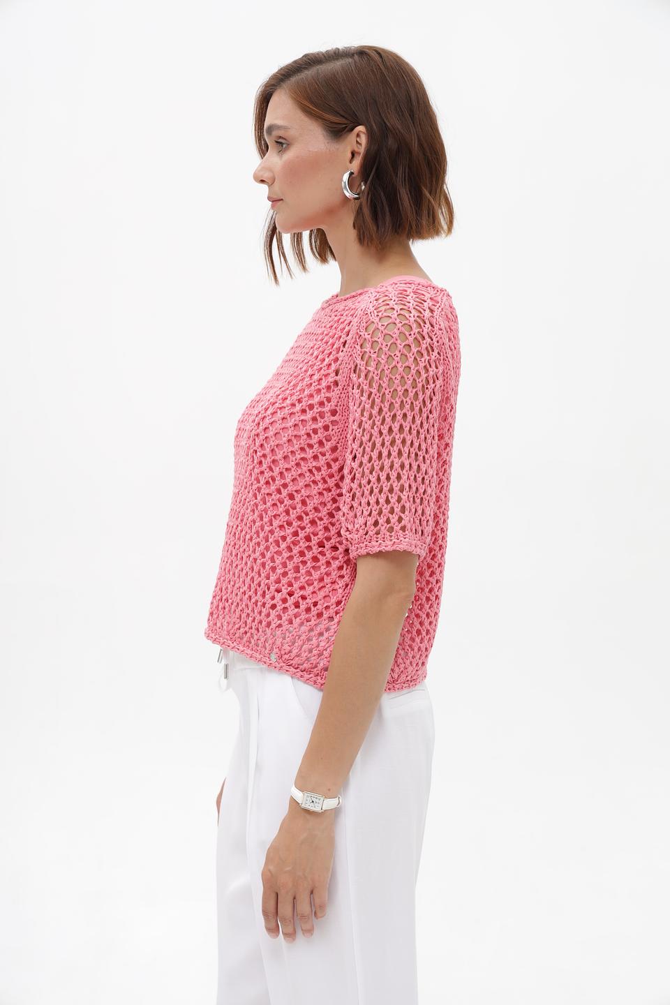 Пуловер Monari ажурный розовый
