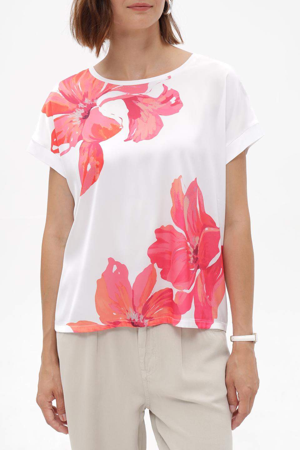 Блуза Monari белая с ярким цветочным принтом