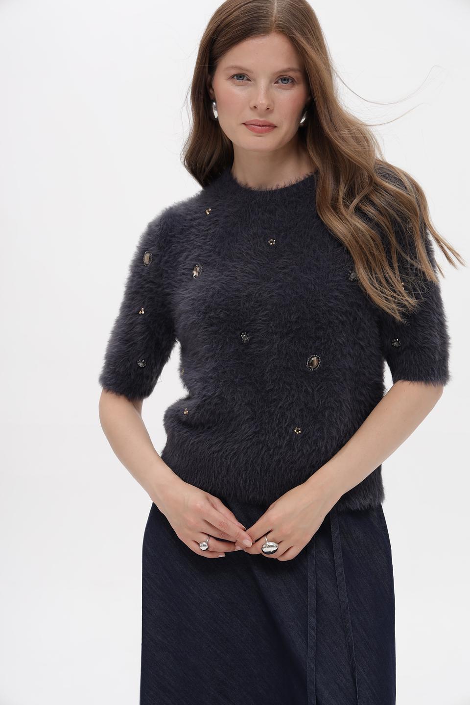 Пуловер Luisa Cerano с вышивкой графит