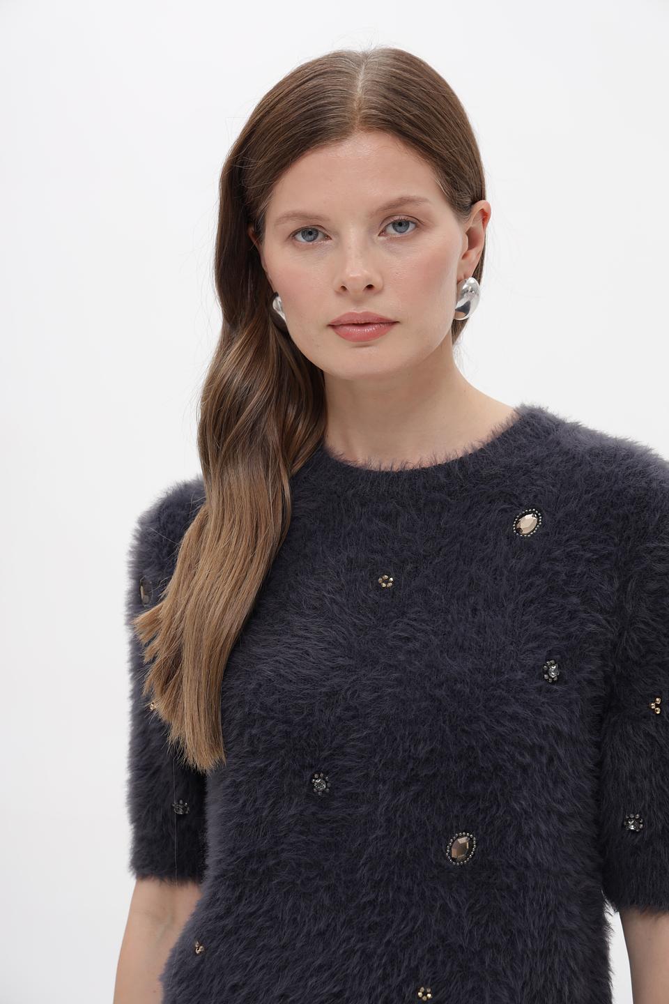 Пуловер Luisa Cerano с вышивкой графит