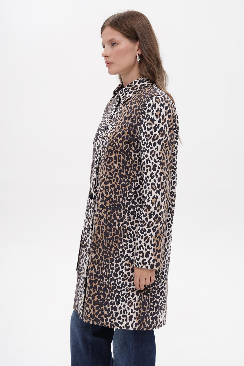 Пальто Oui леопардовый принт