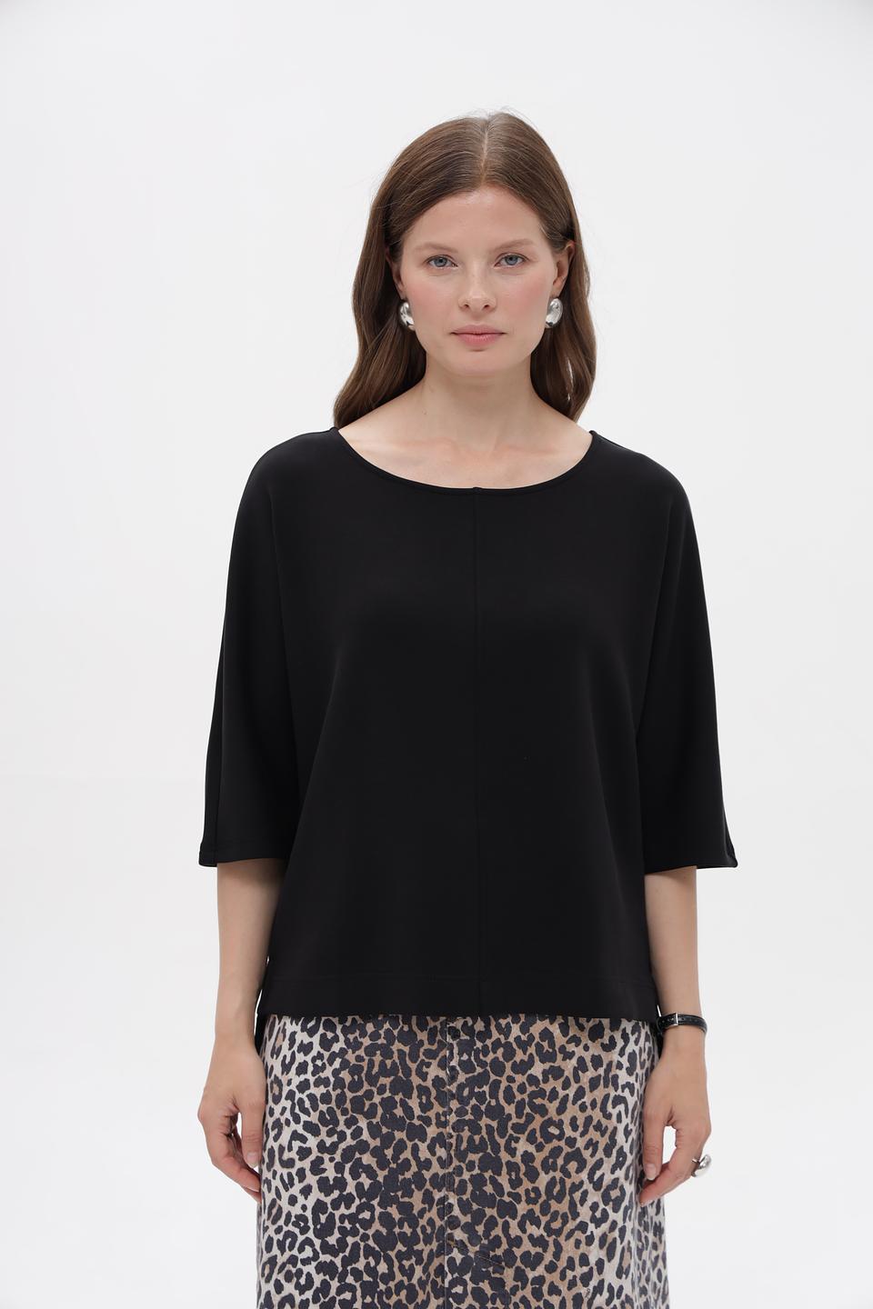 Пуловер Oui чёрный с рукавом 3/4