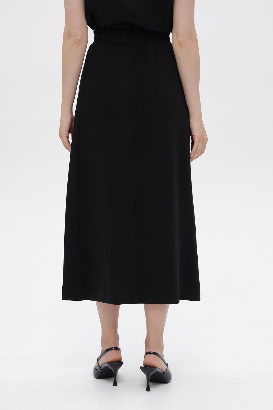 Юбка миди Oui черная с эластичным поясом