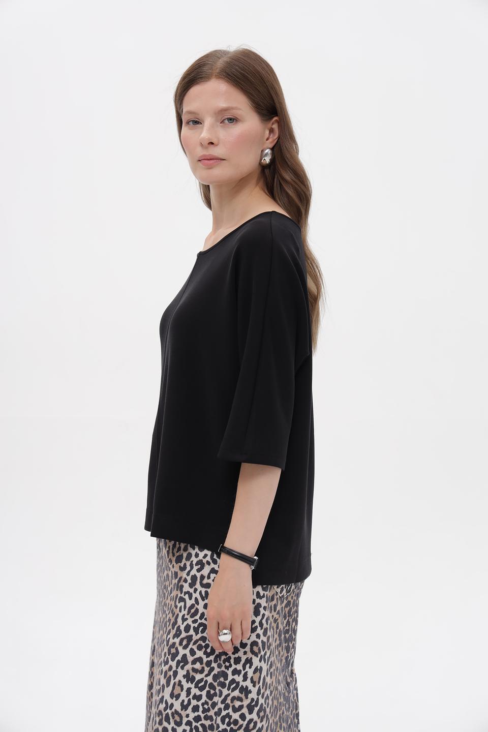 Пуловер Oui чёрный с рукавом 3/4