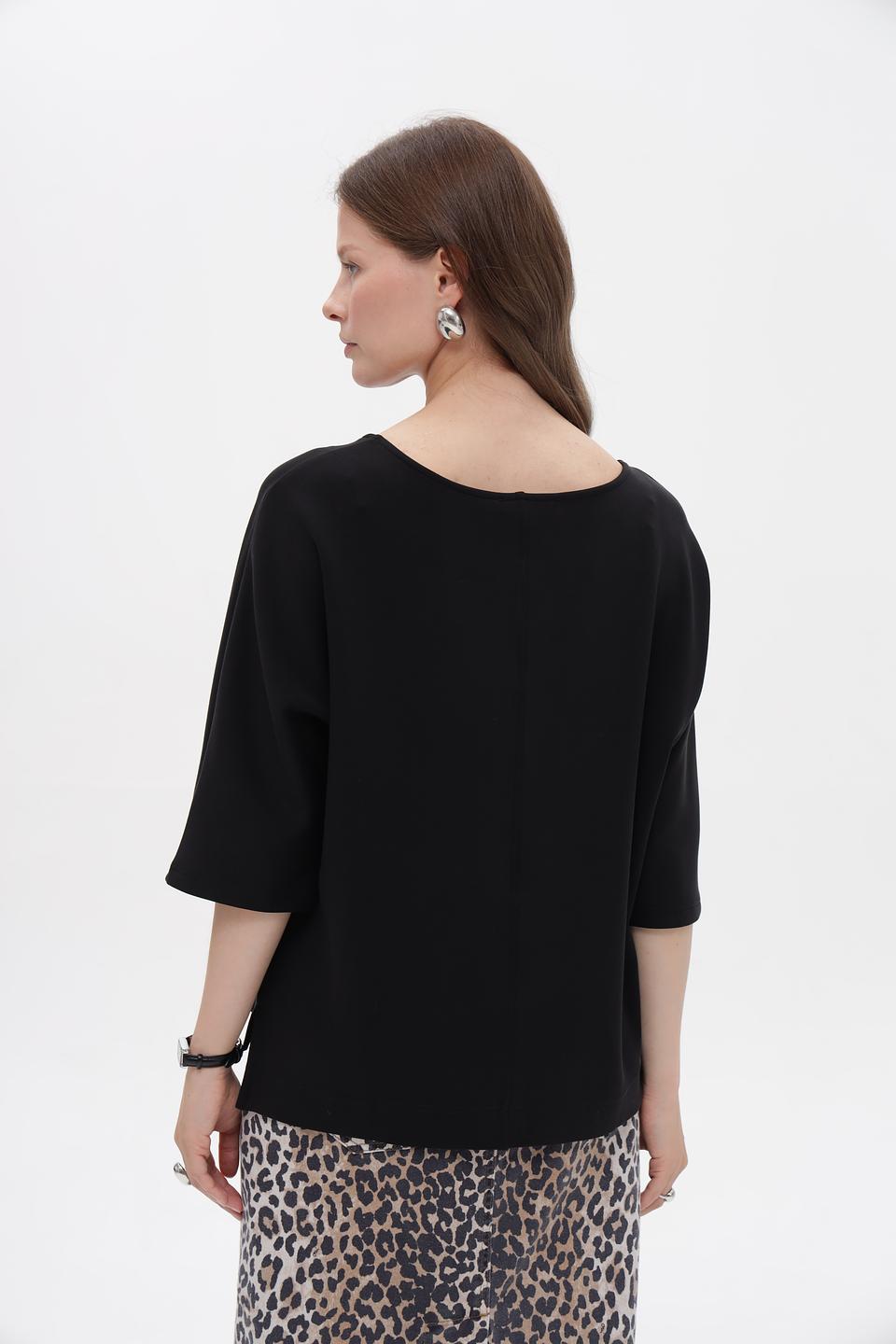 Пуловер Oui чёрный с рукавом 3/4