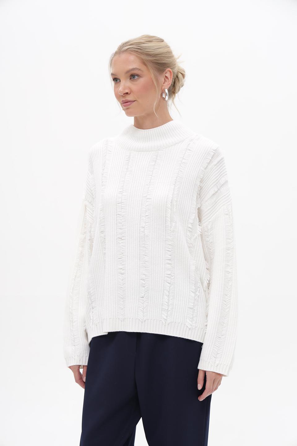 Пуловер Marc Aurel с косами кремовый