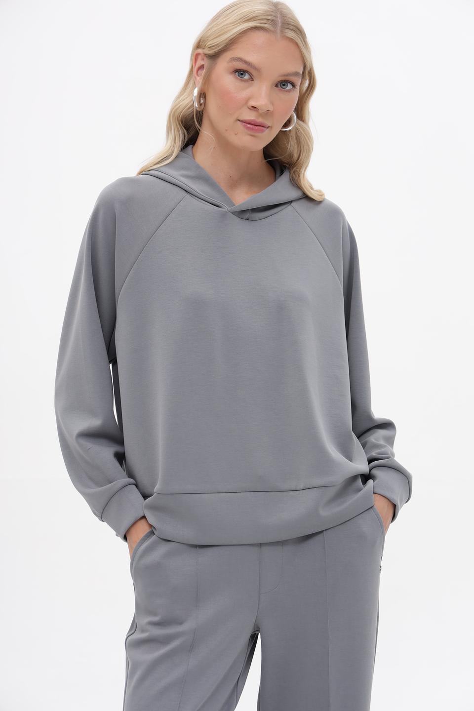 Пуловер Bugatti серый с капюшоном