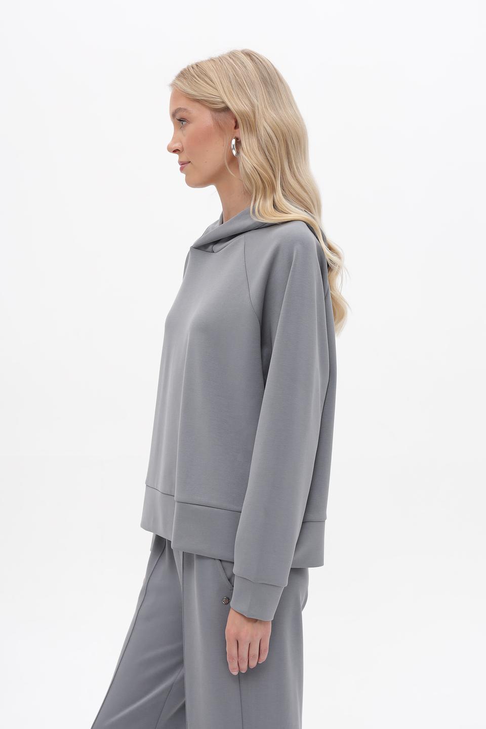 Пуловер Bugatti серый с капюшоном