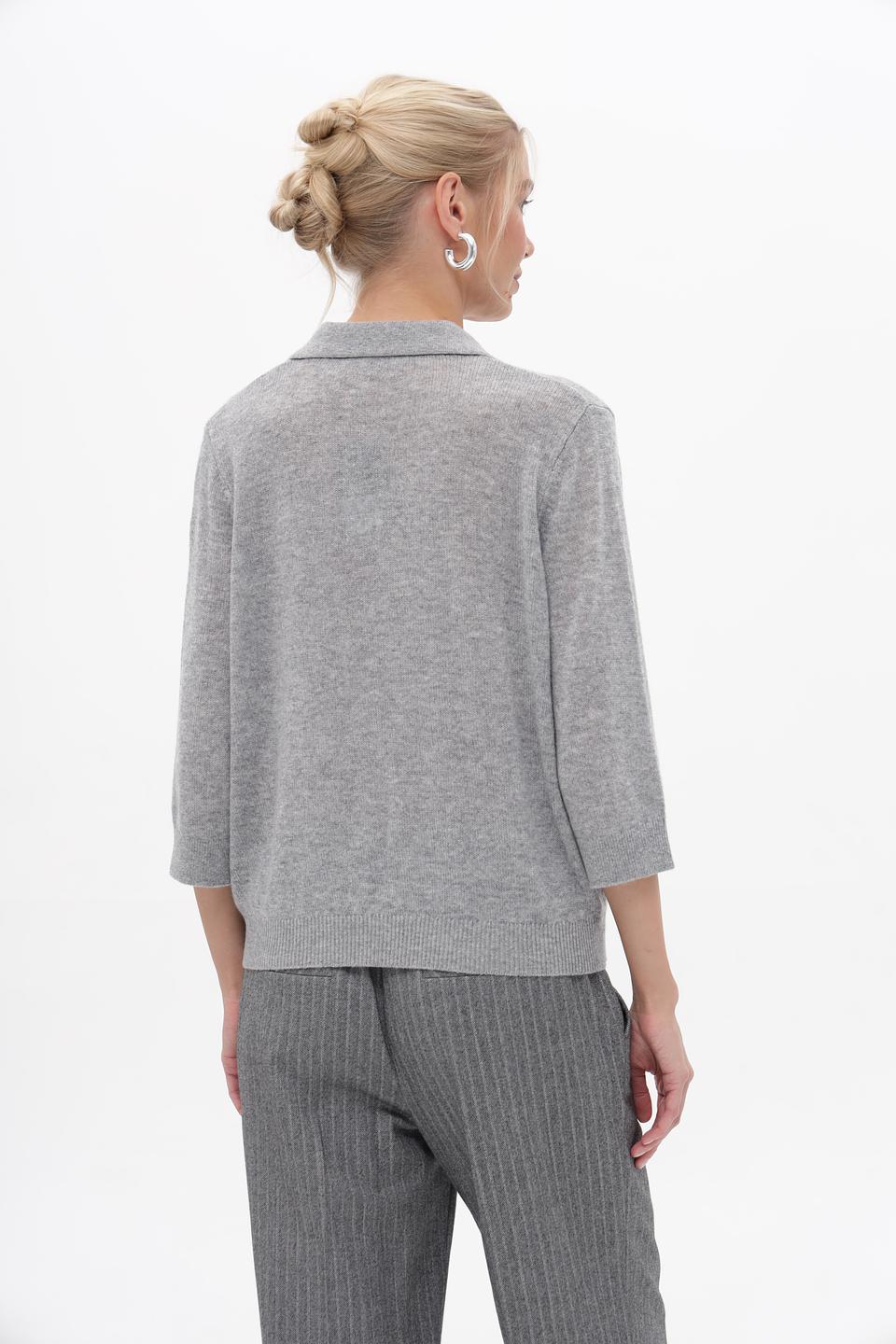 Пуловер Bugatti серый с воротником-поло