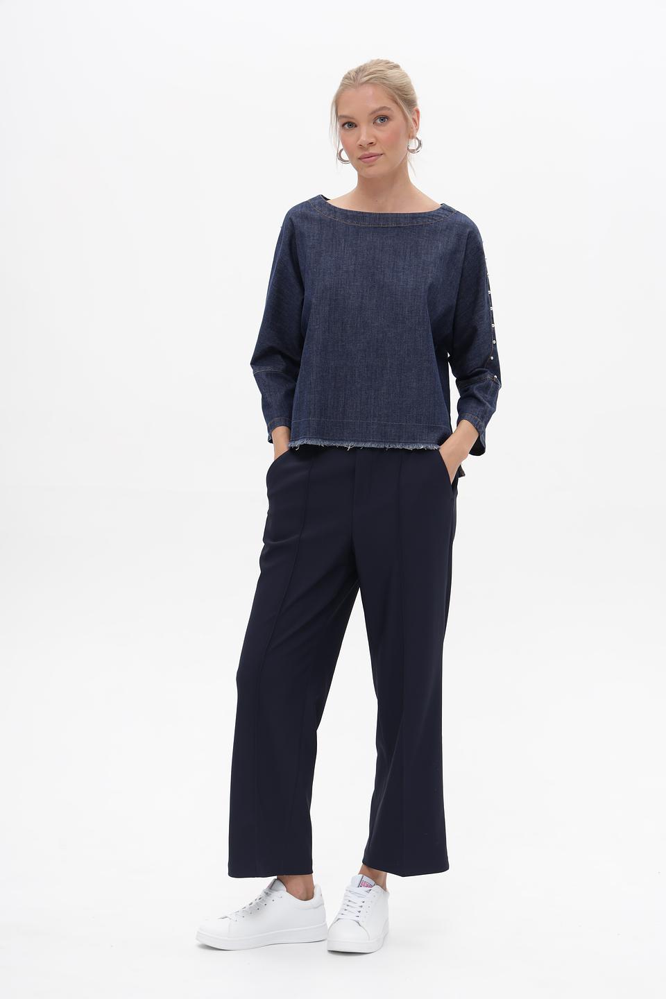 Блуза Oui деним с рукавами 3/4