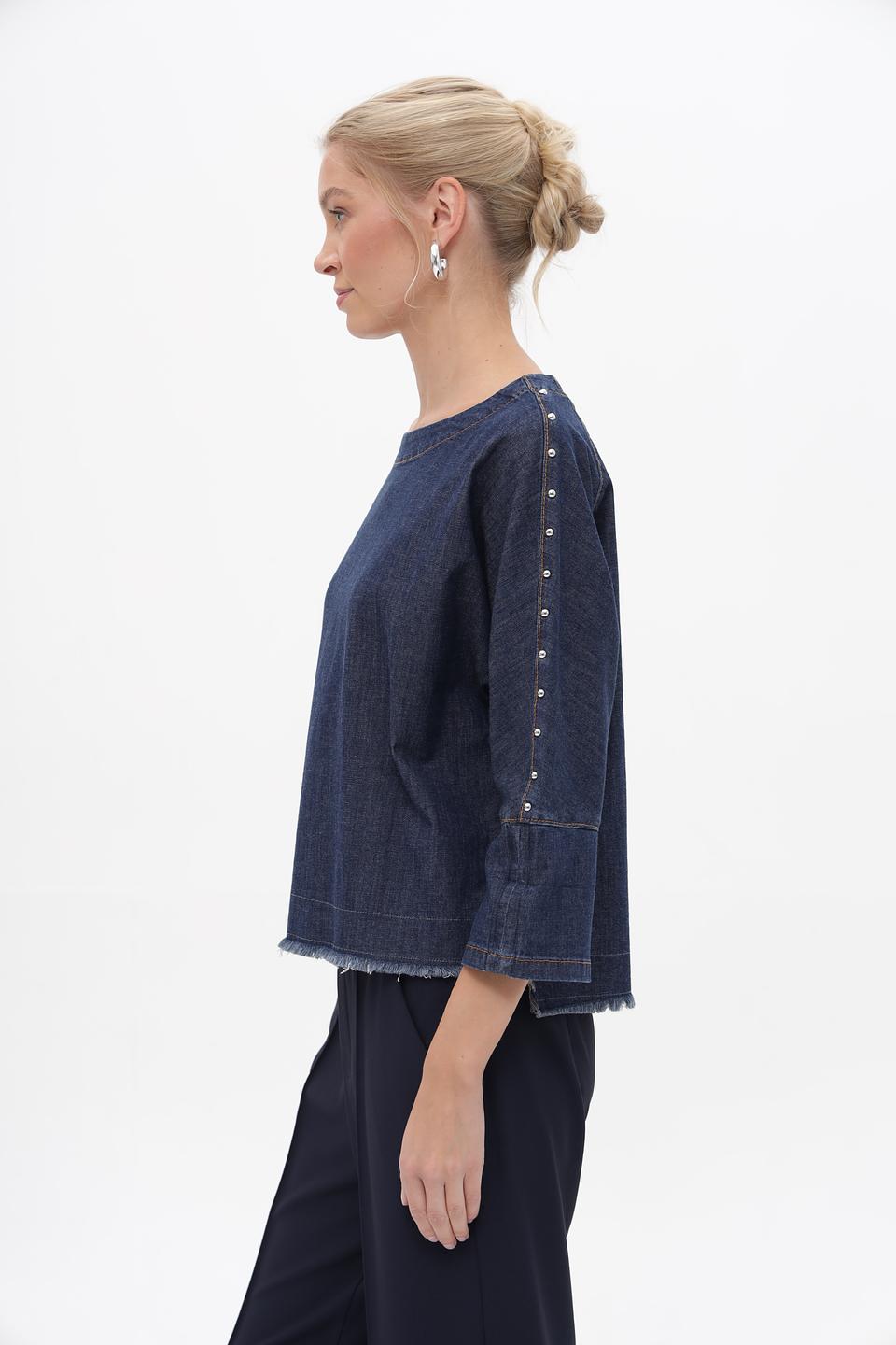 Блуза Oui деним с рукавами 3/4